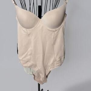 Nicole Miller New York Shapewear Bodysuit Nude Tan Large Padded Underwire